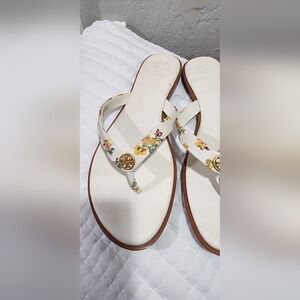 Tory Burch Floral White Sandals